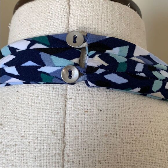 Blue White Geometric Halter Dress - Picture 4 of 7